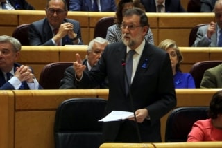 El president del govern espanyol, Mariano Rajoy, durant la sessió de control al Senat, el 8 de maig 