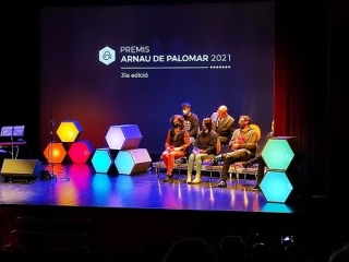 Foto de família dels guardonats en els 31ens Premis Arna de Palomar