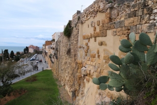 Imatge d&#039;un tram de la muralla romana de Tarragona situat a les pròximitats del portal de Sant Antoni, el 13 de desembre del 2019