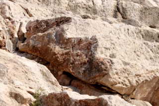 Imatge del bloc de pedra que forma part de la graderia excavada a la roca de l&#039;amfiteatre de Tarragona que té risc de lliscar fins a l&#039;arena i que s&#039;ha de fixar