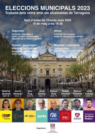 Cartell de la trobada veïnal amb els partits polítics organitzada per la Federació d&#039;Associacions de Veïns de Tarragona (FAVT)
