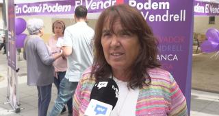 Yolanda López, candidata d’En Comú Podem al Vendrell, aquesta setmana en roda de premsa