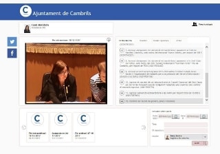 Imatge del web de l&#039;Ajuntament de Cambrils amb la &#039;videoacta&#039; d&#039;un dels últims plens municipals