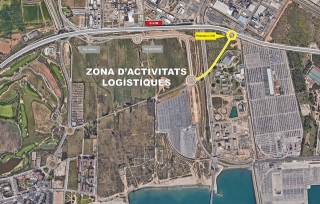 Mapa on es veu senyalitzada la futura rotonda a la carretera C-31B que permetrà connectar-la amb la Zona d&#039;Activitats Logístiques (ZAL) del Port de Tarragona, a la Pineda (Vila-seca)