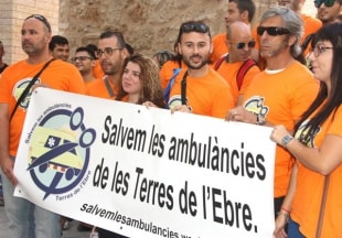 Protesta de treballadors d&#039;ambulàncies, el passat mes de setembre, a les Terres de l&#039;Ebre.