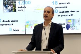 El director del complex industrial de Repsol a Tarragona, Javier Sancho, durant la roda de premsa d&#039;aquest dijous