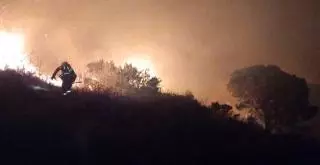 Bombers treballant en l&#039;incendi entre la Selva del Camp i Vilaplana