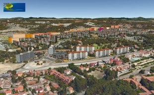 Imatge virtual de com quedaria la zona residencial i comercial, segons el PP24 de la Budellera.