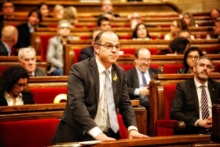 El candidat a la presidència de la Generalitat, Jordi Turull, en el moment de la votació del debat d&#039;investidura al Parlament de Catalunya 