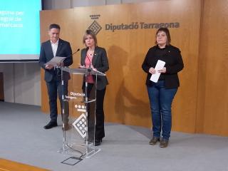 La presidenta de la Diputació de Tarragona,Noemi Llauradó, ha presentat el projecte acompanyada de la diputada delegada de Transició Ecològica, Carme Ferrer, i del diputat delegat de Projectes Europeus Josep Baiges 