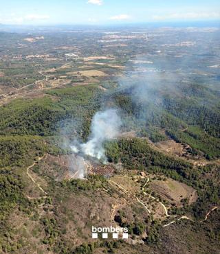 La columna de fum de l&#039;incendi forestal i agrícola de Riudecanyes