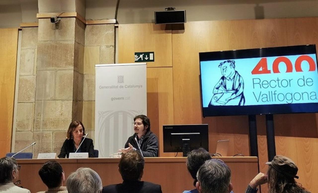 La directora de la Institució de les Lletres Catalanes (ILC), Izaskun Arretxe, i el comissari de l’Any, el poeta Josep Pedrals. han presentat a Barcelona els actes de l&#039;Any Rector de Vallfogona